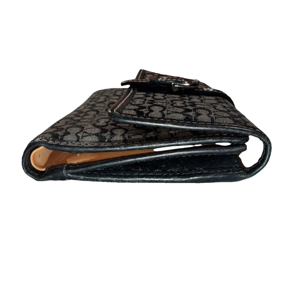 Coach Signature Black Combo Bifold Wallet Purse Black leather trim